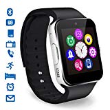 CHEREEKI Smartwatch Bluetooth Smart Watch Reloj Inteligente Teléfono Inteligente Pulsera con Cámara Pantalla Táctil Soporte SIM / TF para Android Samsung HTC LG Huawei Sony Reloj Deportivo (Plata)